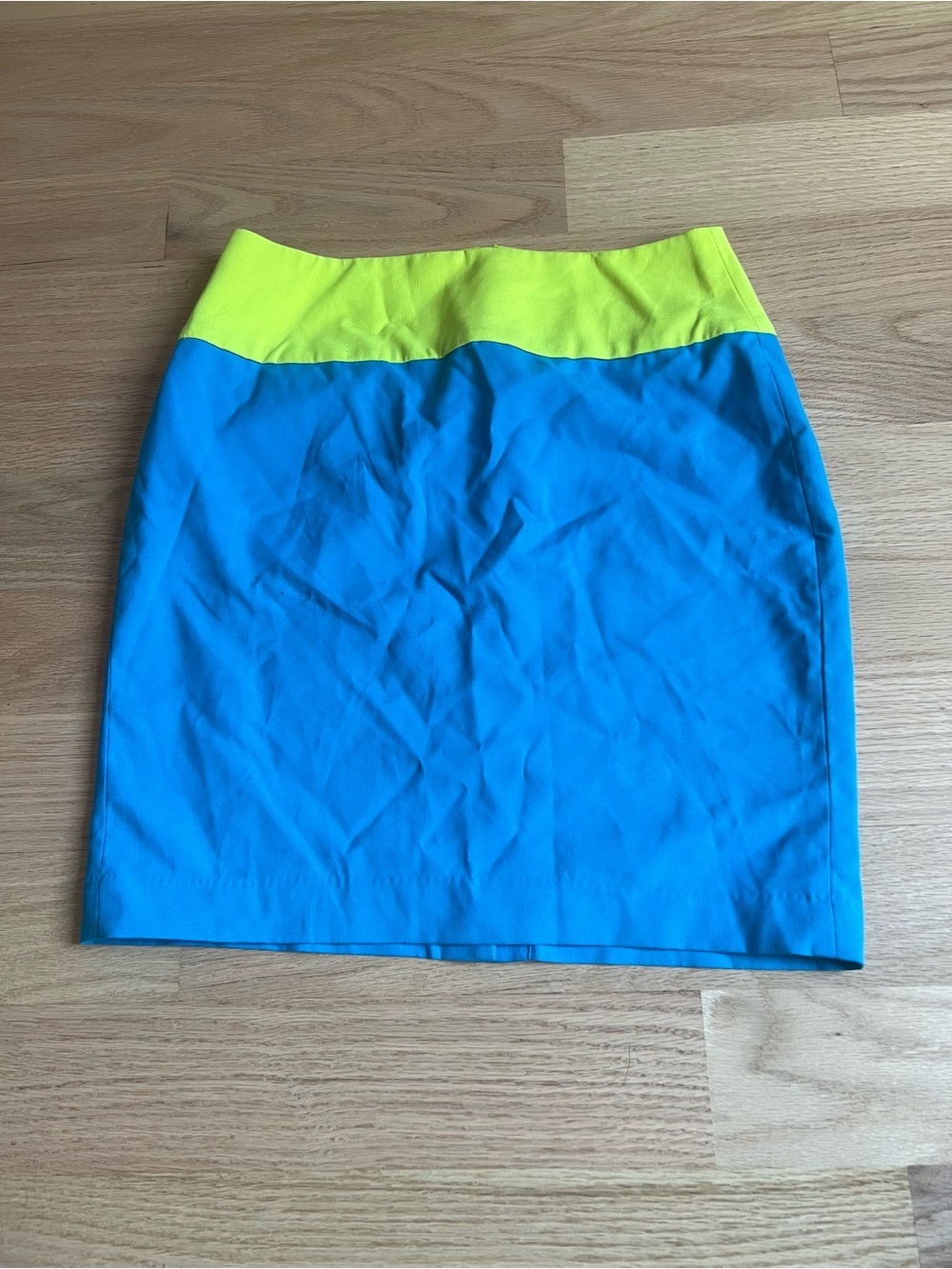 Prabal Gurung Blue and Neon Yellow Colorblock Mini Skirt